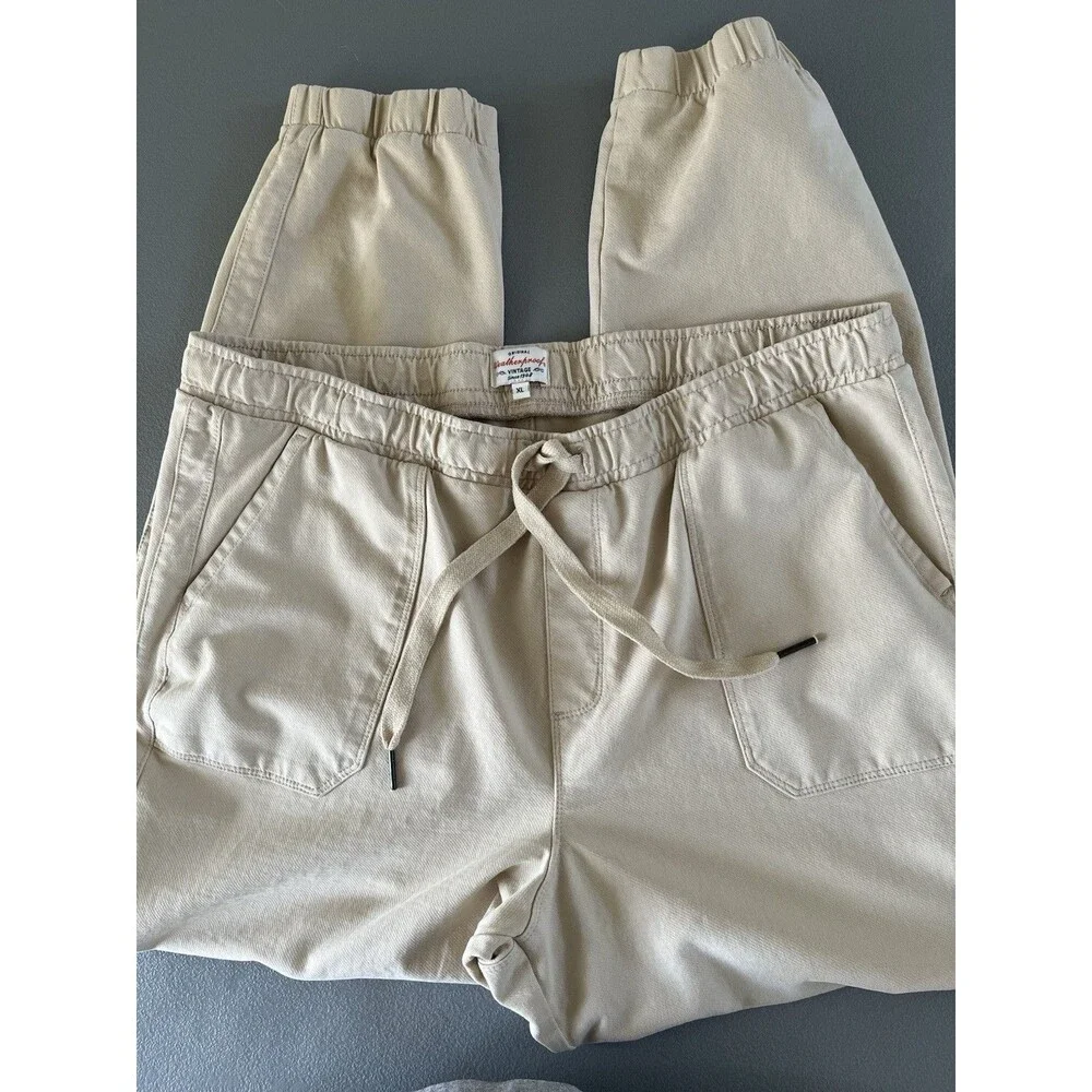 Weatherproof Vintage Men’s Cotton Stretch Jogger Pants Beige Khaki Size XL